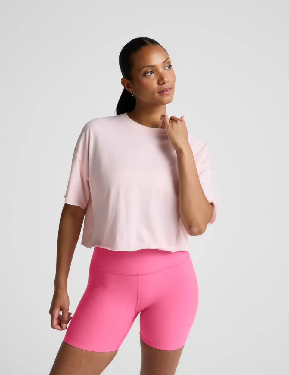 Beyond Yoga SoftKnit Better Than Ever Cropped t-shirt rosa bomull