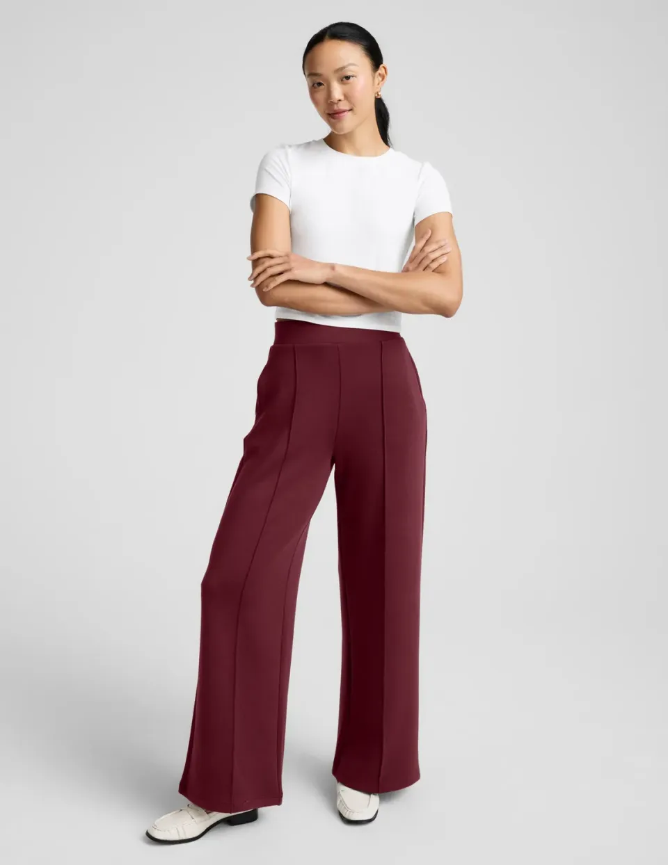 Beyond Yoga SoftSpring Wide Leg Pant 31" mjukisbyxor moody burgundy vida