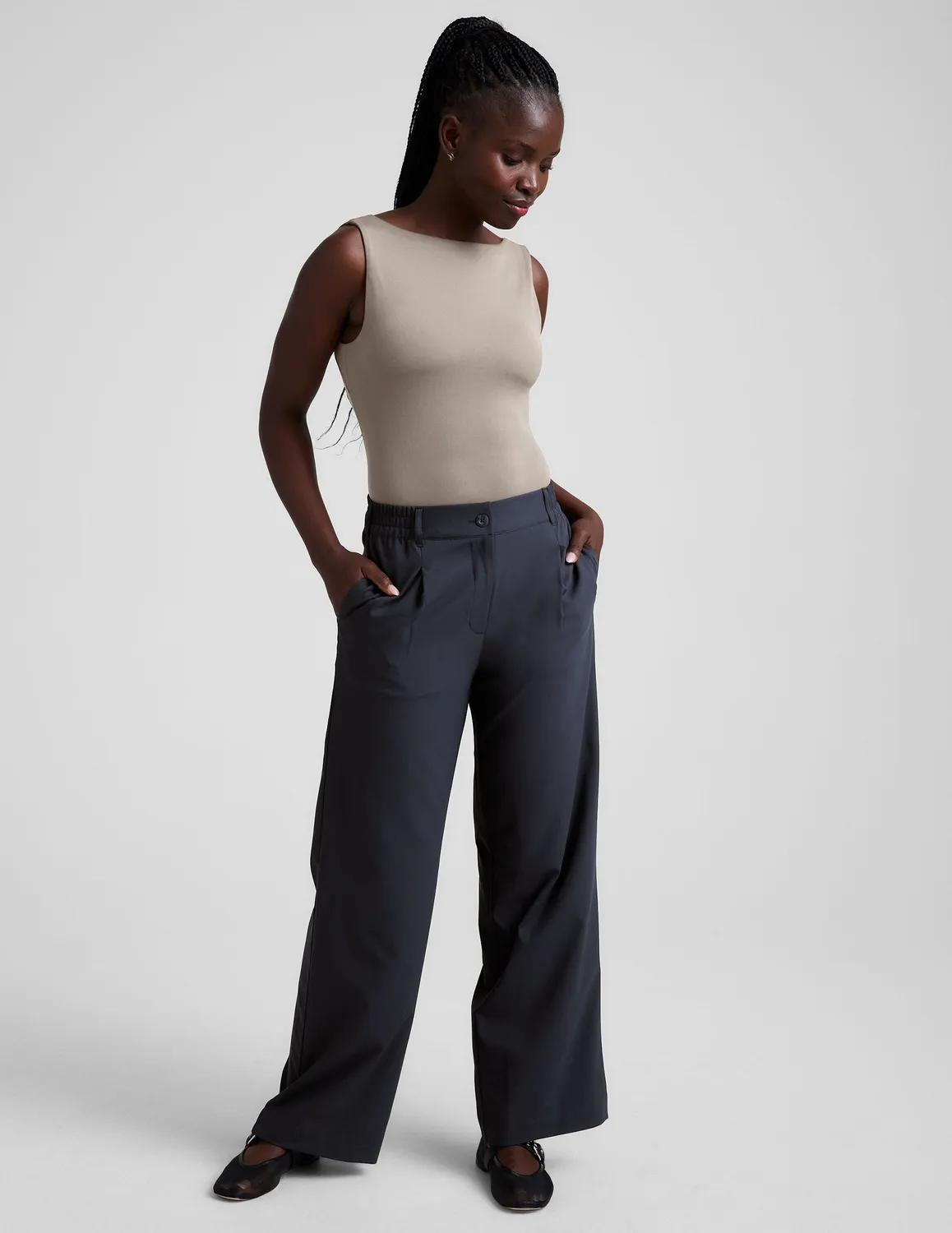 Beyond Yoga Eclipse Open Back Tank linne Oat öppen rygg