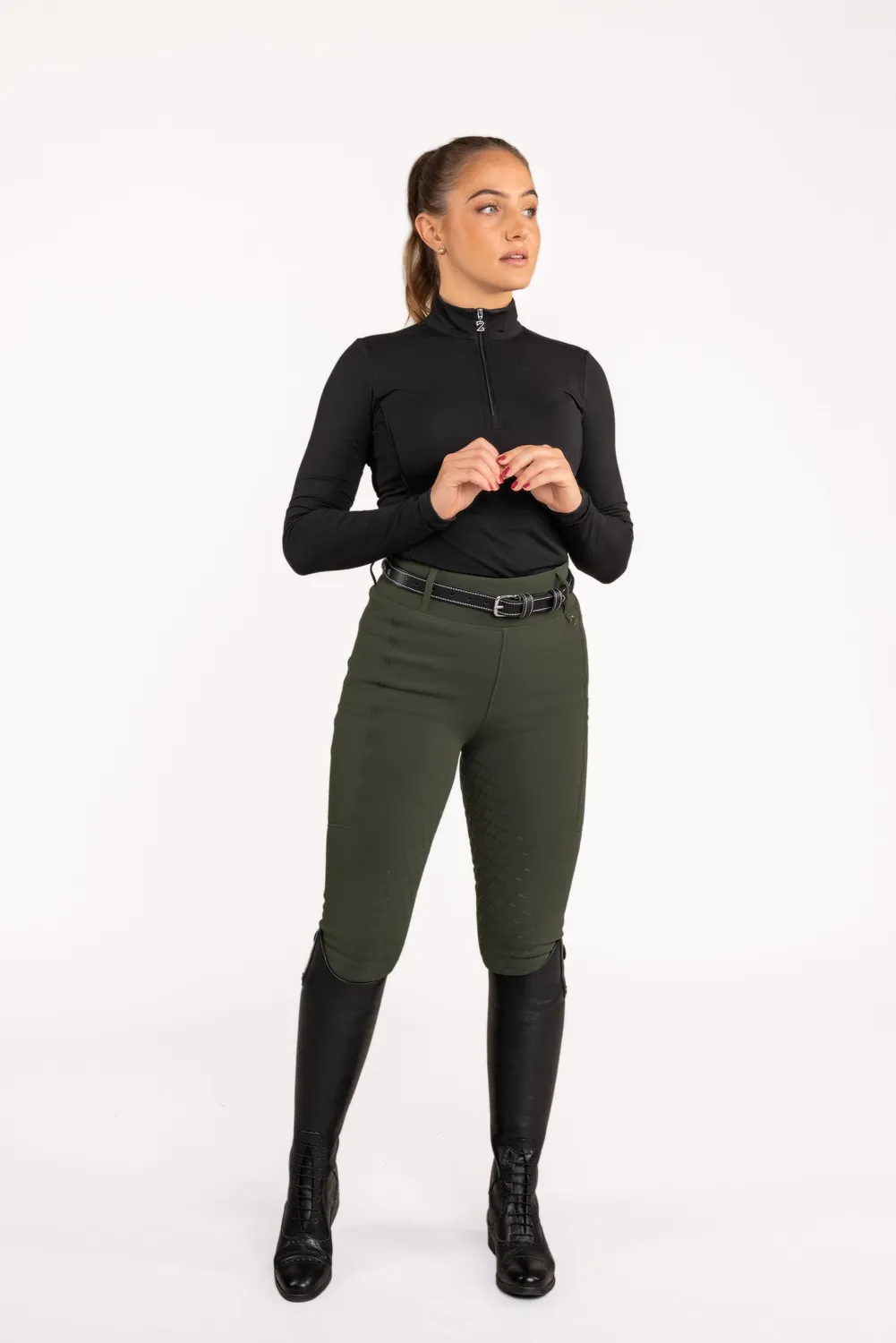 ZacZess Teddy Winter Leggings ridleggings grön teddyfodrad