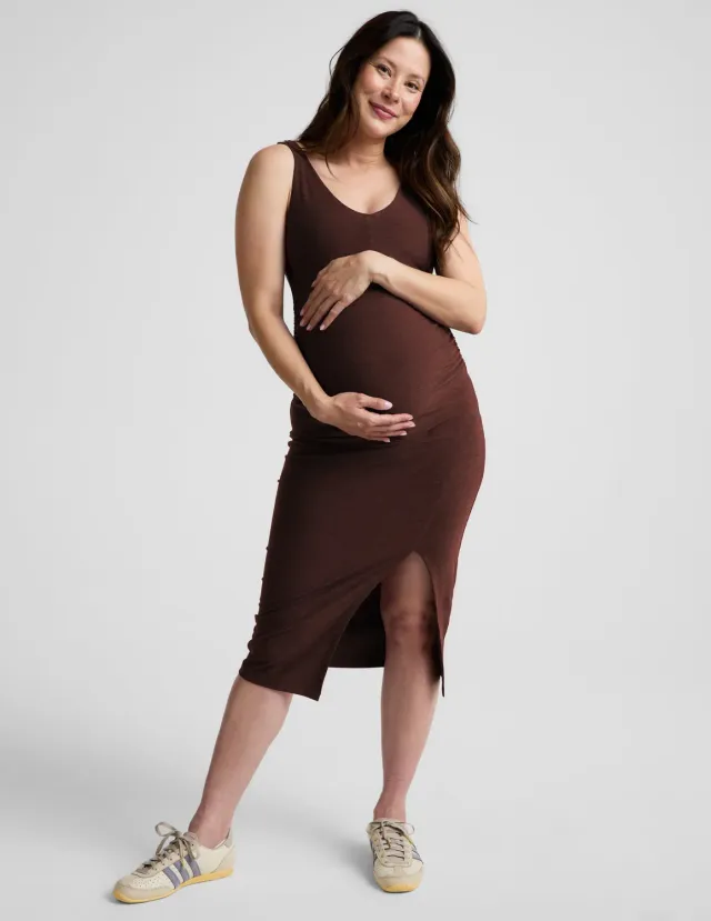 Beyond Yoga Spacedye Inspire Maternity Midi mammaklänning beige