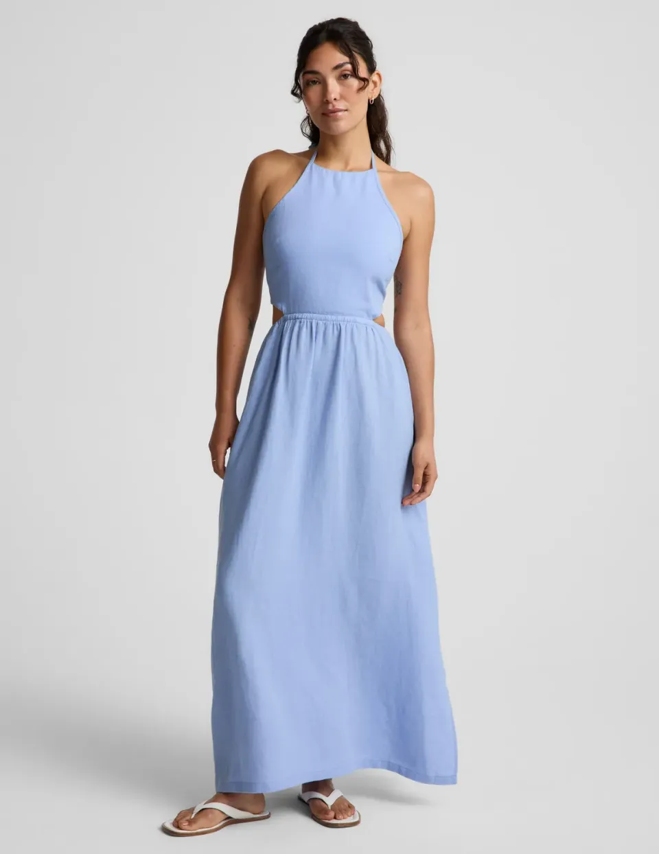 Beyond Yoga SoftWash Linen Halter maxiklänning pastellblå