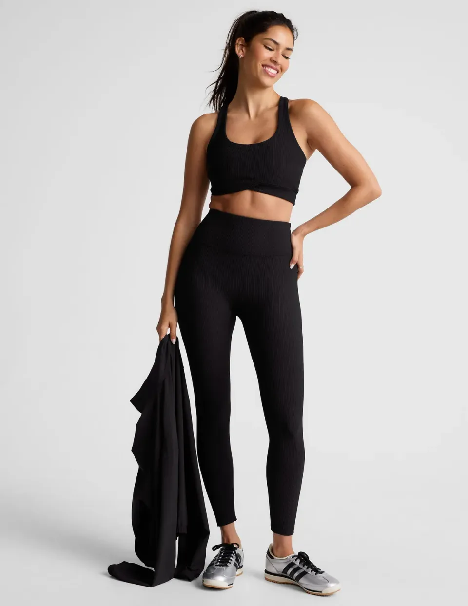 Beyond Yoga Impulse Ribbed Legging tights Black Onyx ribb