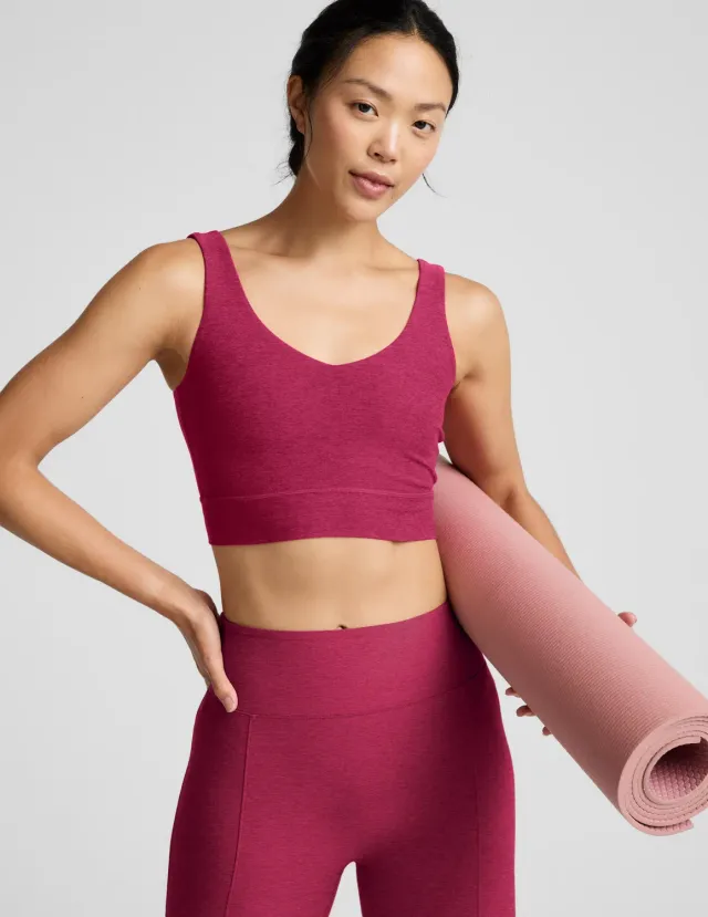 Beyond Yoga Spacedye Good Day Long Line sport-bh Sangria Heather mjuk