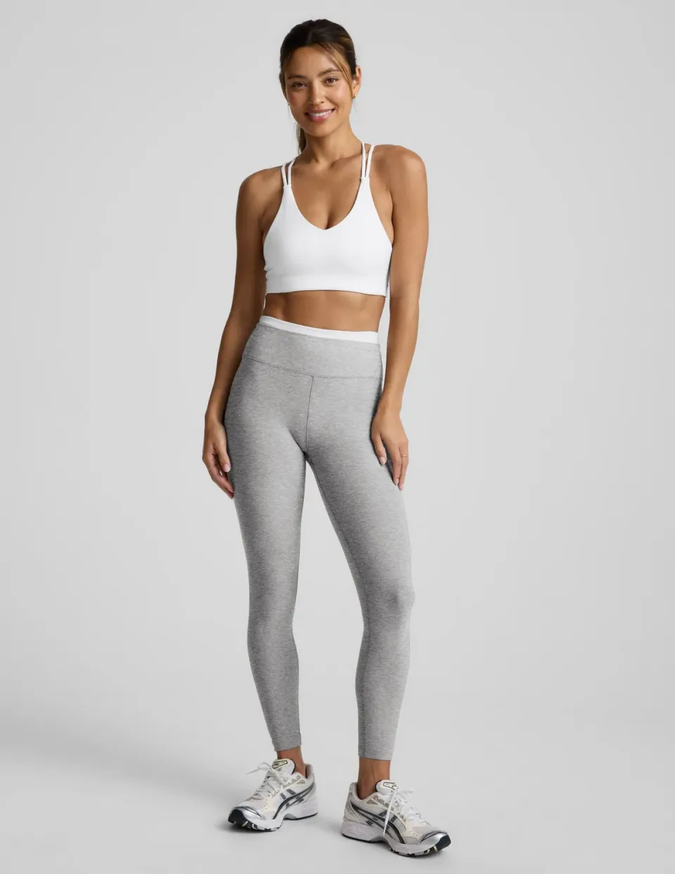Beyond Yoga Spacedye Layered Midi leggings Silver Mist kontrast