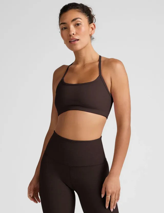 Beyond Yoga Spacedye Slim Racerback sport-bh Dark Chocolate Heather mellanstöd