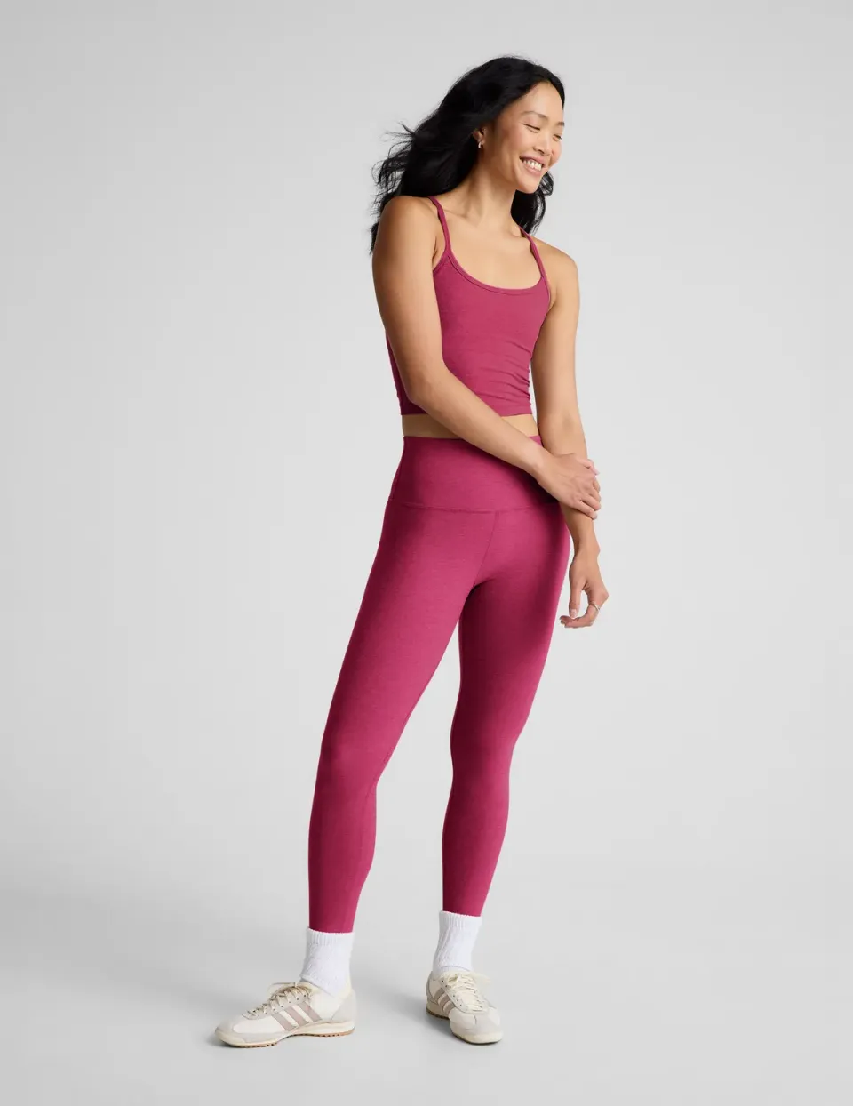 Beyond Yoga Spacedye Caught In The Midi High Waisted leggings Sangria Heather mjuk