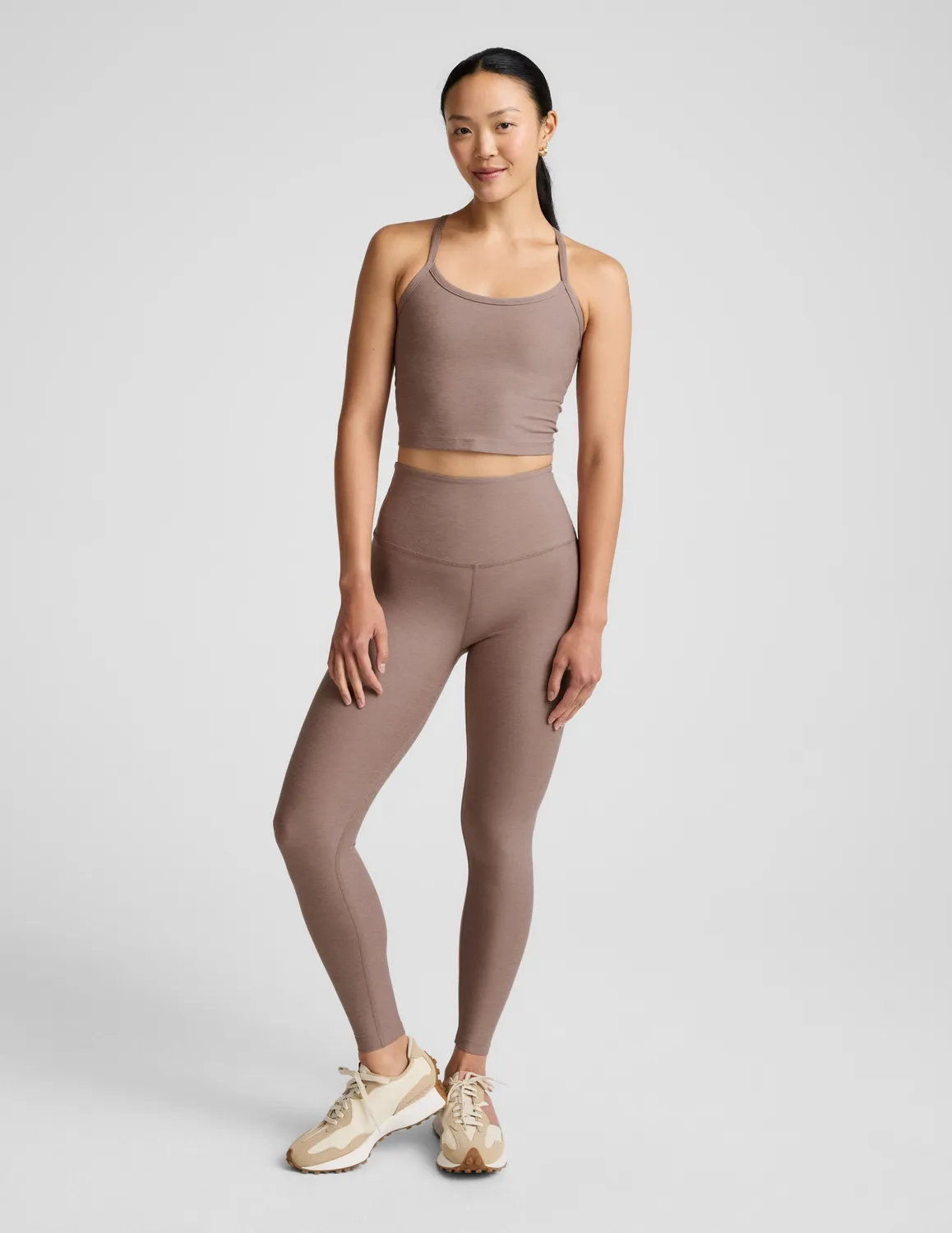 Beyond Yoga Spacedye Slim Racerback Cropped Tank topp Rosey Taupe
