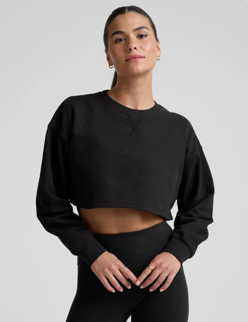 Beyond Yoga LuxeFleece Cropped sweatshirt Black svart