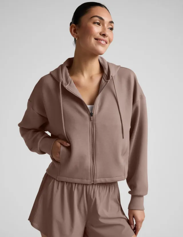 Beyond Yoga SoftSpring Full Zip Hooded Jacket jacka beige Taupe