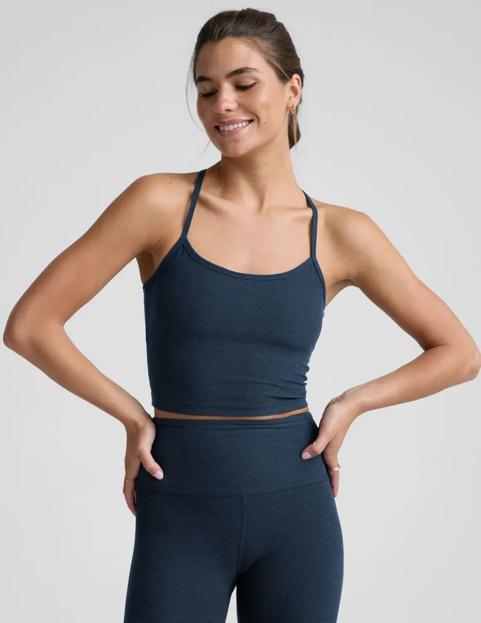 Beyond Yoga Spacedye Slim Cropped linne Nocturnal Navy BH