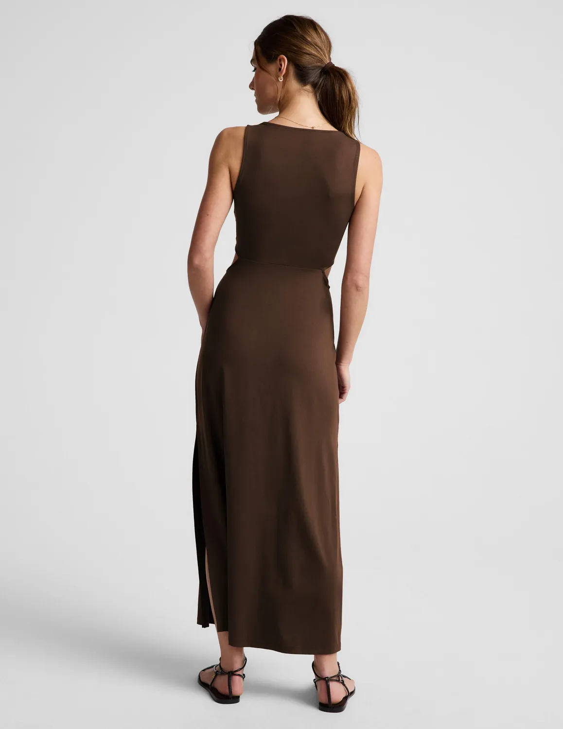 Beyond Yoga Around The World Front Twist Maxi klänning brun espresso