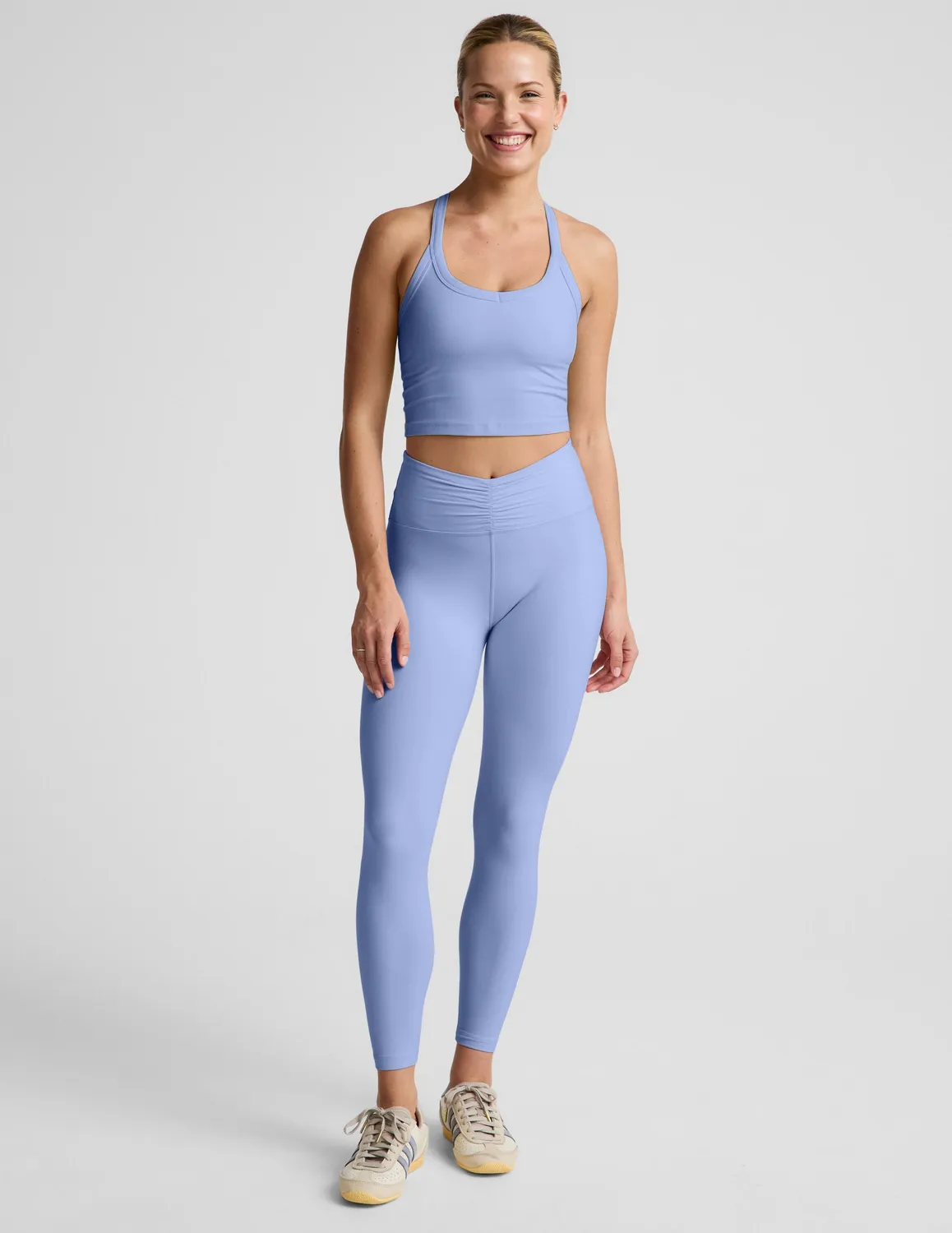 Beyond Yoga Spacedye On The Up Cropped Tank linne Periwinkle lent