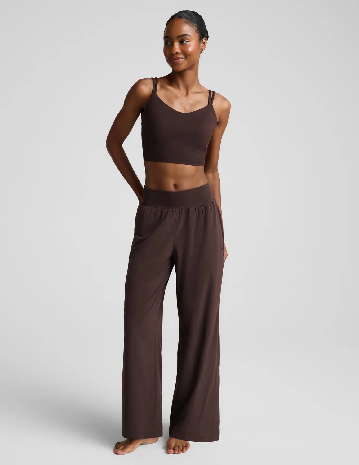 Beyond Yoga Glowzone Hybrid Straight Leg Pant 31" cocoa plum byxor