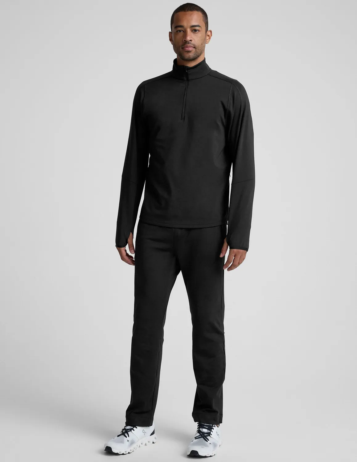 Beyond Yoga Pacer Fleece-Backed Quarter Zip herrtröja svart