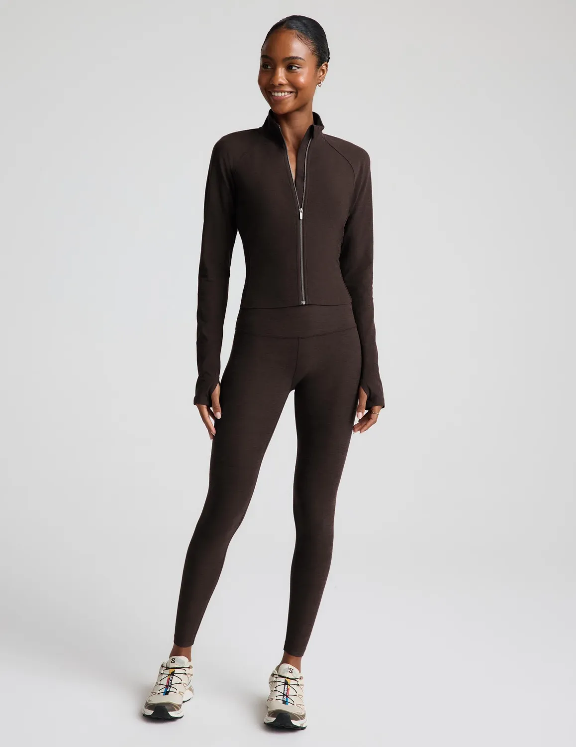 Beyond Yoga Spacedye High Definition Jacket träningsjacka Dark Chocolate