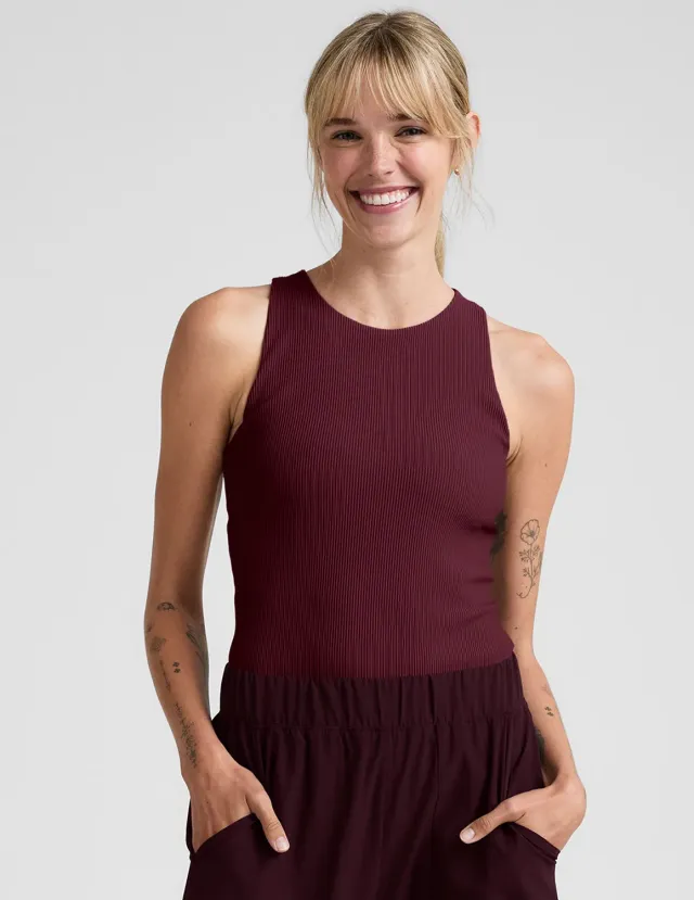 Beyond Yoga Refocus Ribbed Classic Tank linne Dark Cherry stretch