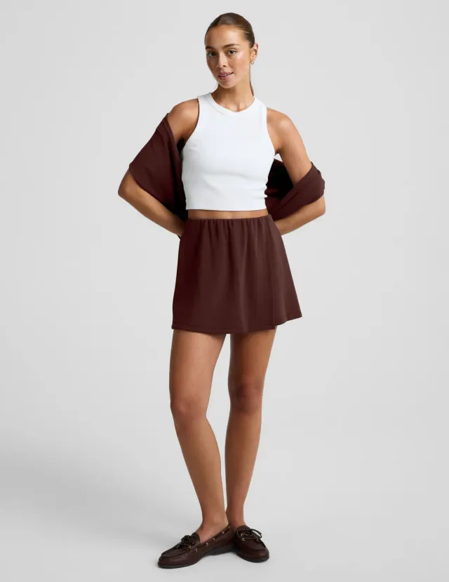 Beyond Yoga Luxe Sandwash skort Iced Mocha stretch
