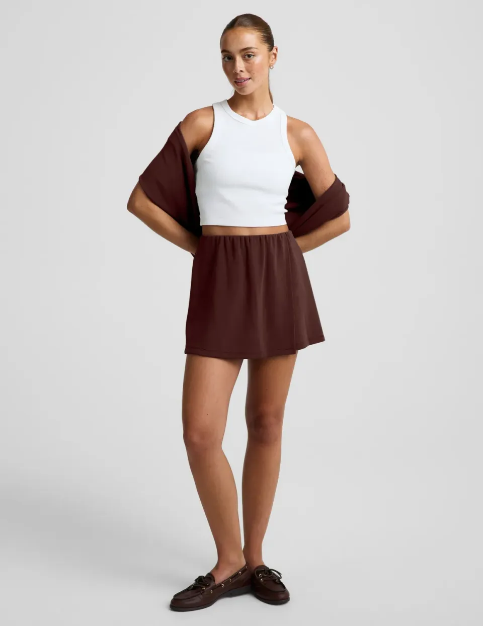 Beyond Yoga Luxe Sandwash skort Iced Mocha stretch