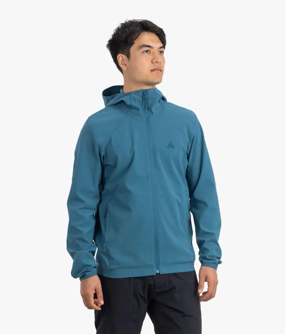 7MESH Spruce huvtröja Lake Blue vindskyddande