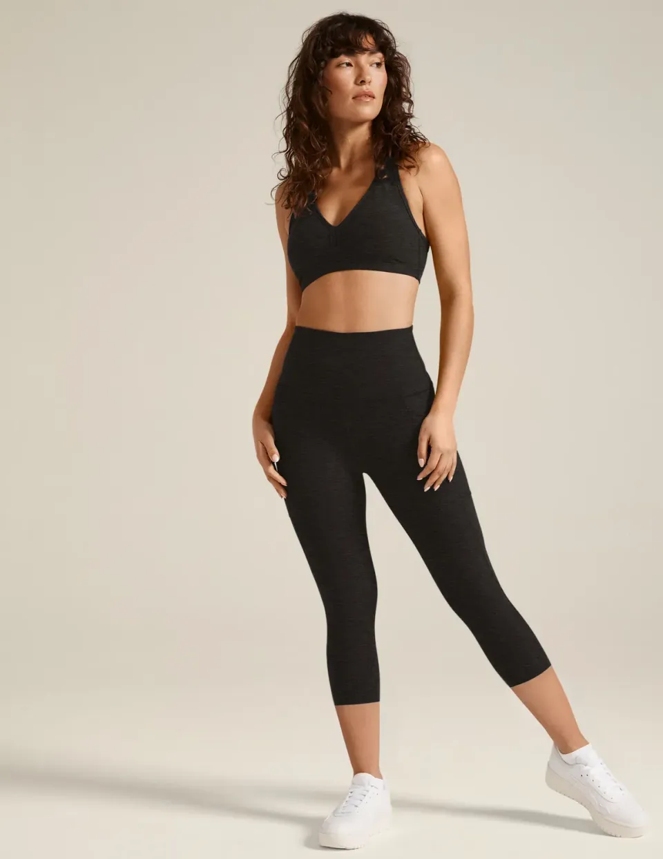 Beyond Yoga Spacedye Out Of Pocket High Waisted Capri Legging tights Darkest Night