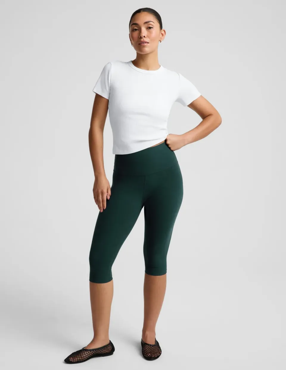 Beyond Yoga Spacedye Pedal Pusher High Waisted leggings Dark Ivy Heather
