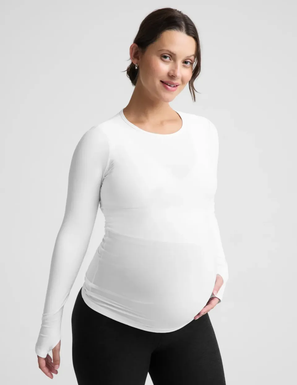 Beyond Yoga Featherweight Count On Me Maternity Crew Pullover tröja Cloud White gravid