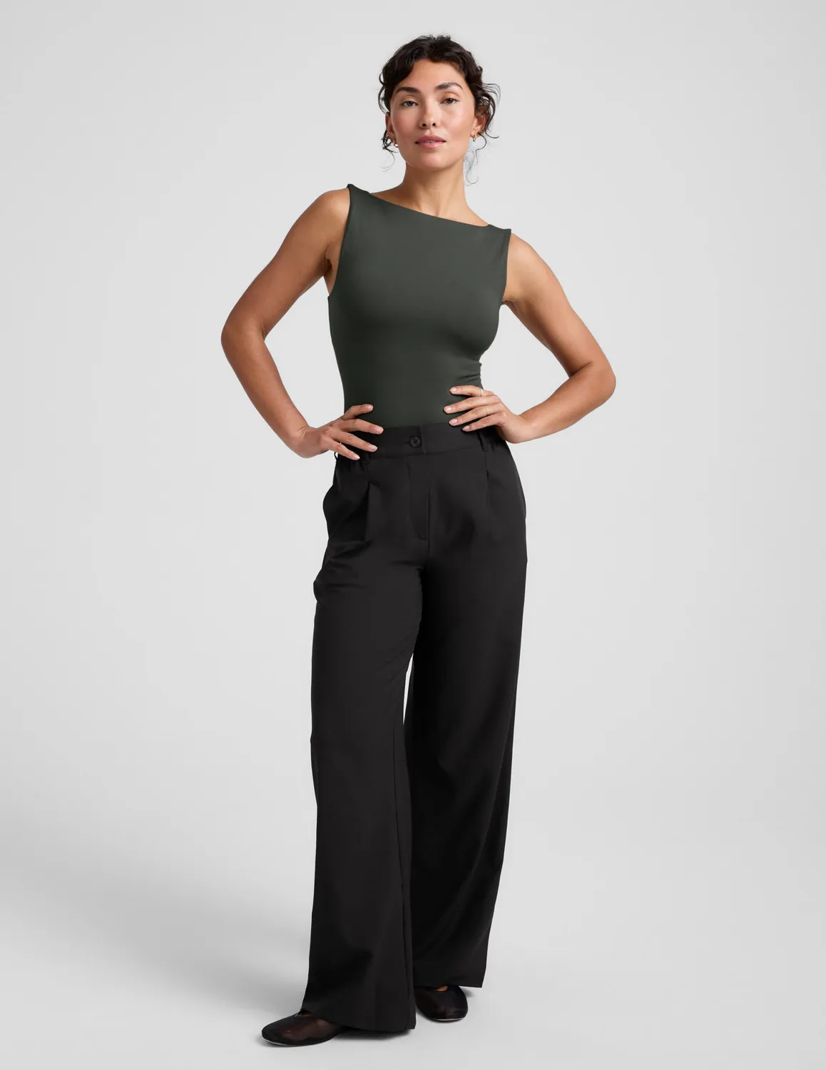 Beyond Yoga Eclipse Open Back Tank linne Slate Green öppen rygg