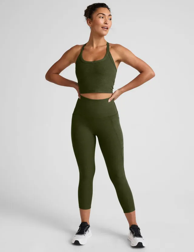 Beyond Yoga Spacedye Out Of Pocket High Waisted Capri Legging 26" leggings Army Green Heather