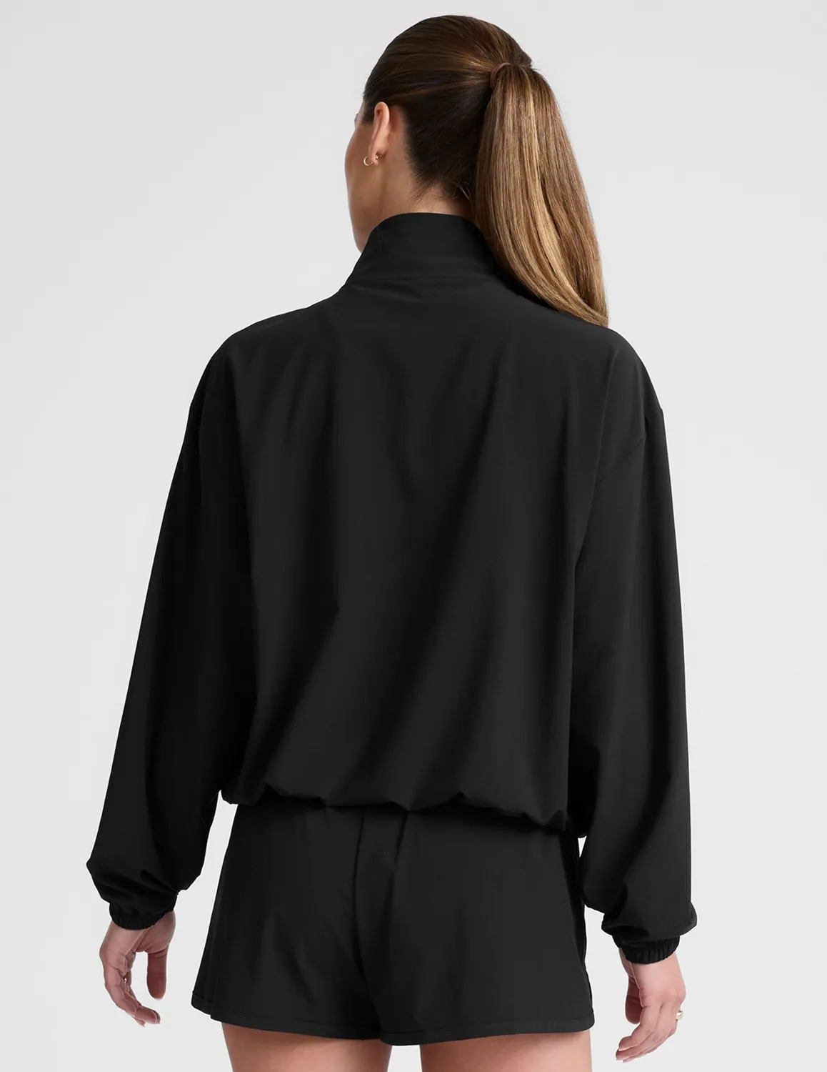 Beyond Yoga Stretch Woven In Stride Half Zip träningströja True Black