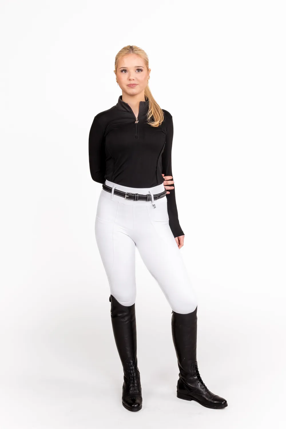 ZacZess London White Hybrid ridleggings vit hög midja