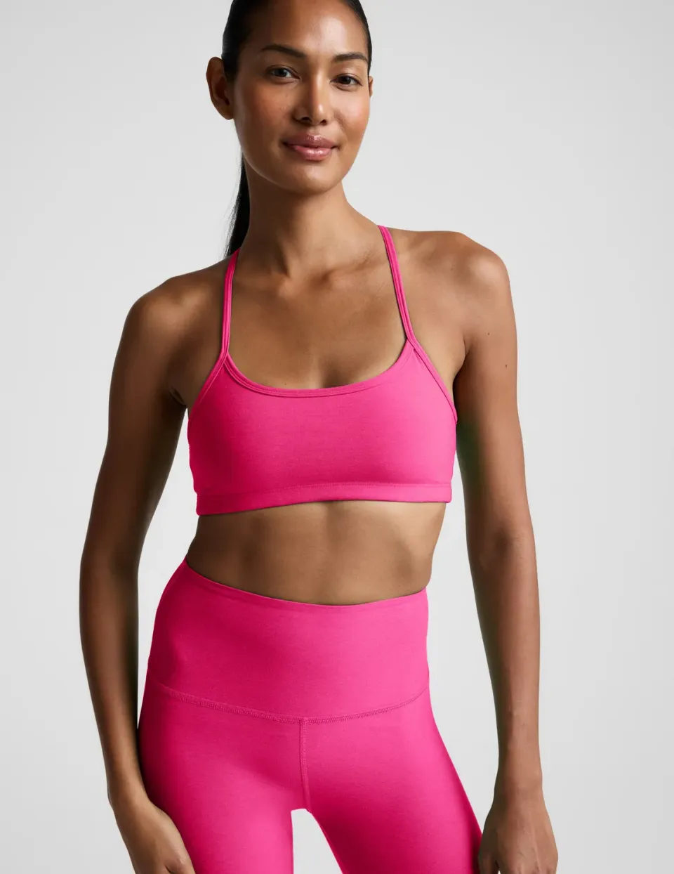 Beyond Yoga Spacedye Slim Racerback sport-bh Pink Glow Heather mellanstöd