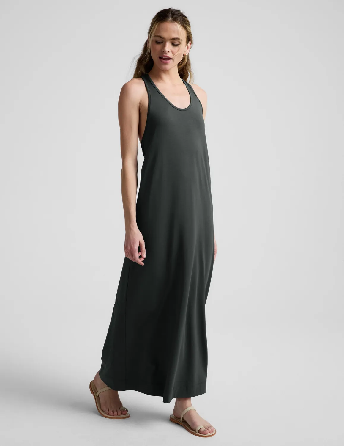 Beyond Yoga A Cut Above Racerback Maxi Dress slate green