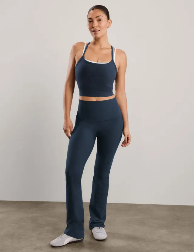 Beyond Yoga Spacedye Practice Bootcut byxor 31" Nocturnal Navy hög midja