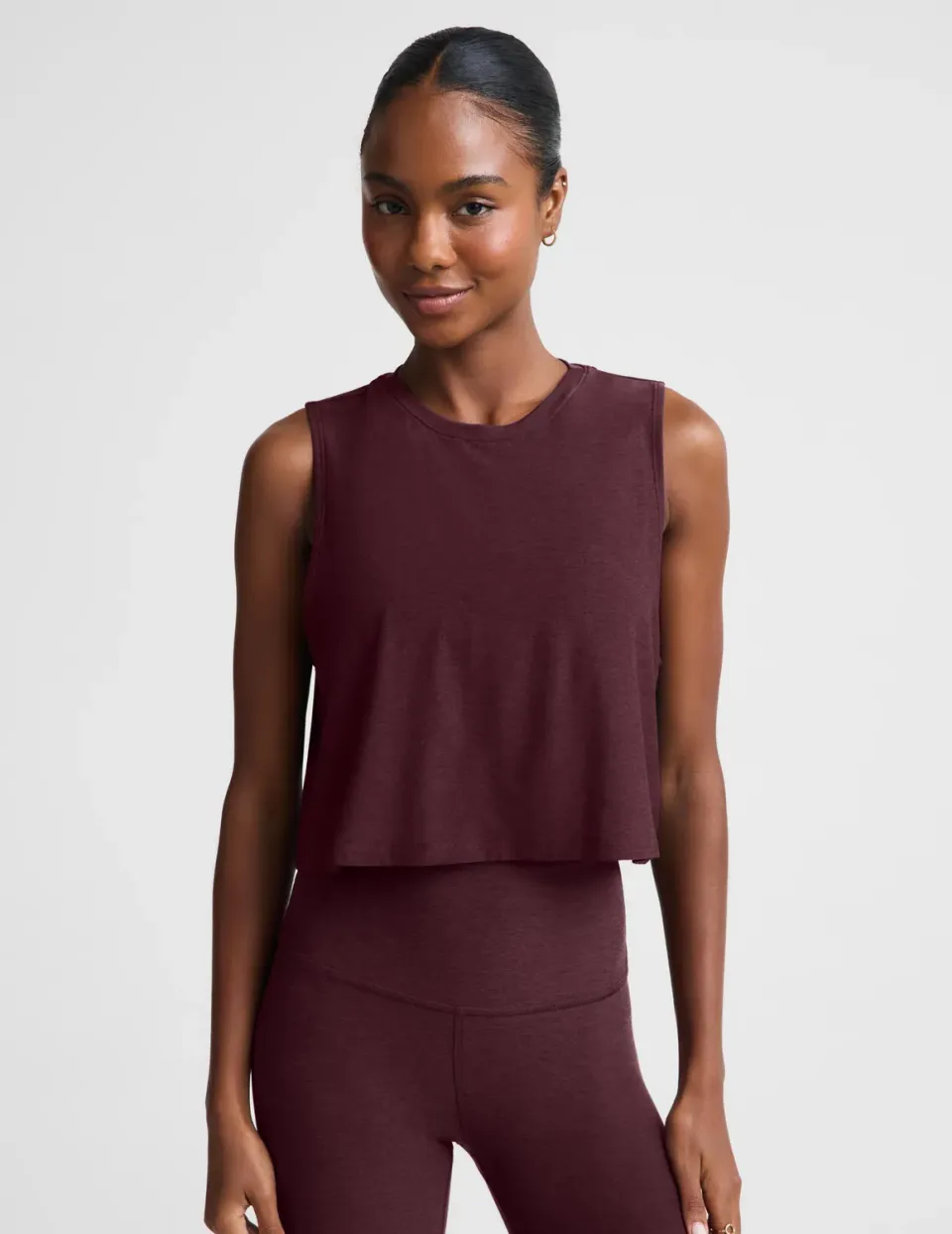 Beyond Yoga Featherweight Minimal Cropped Tank träningstopp Cabernet lätt