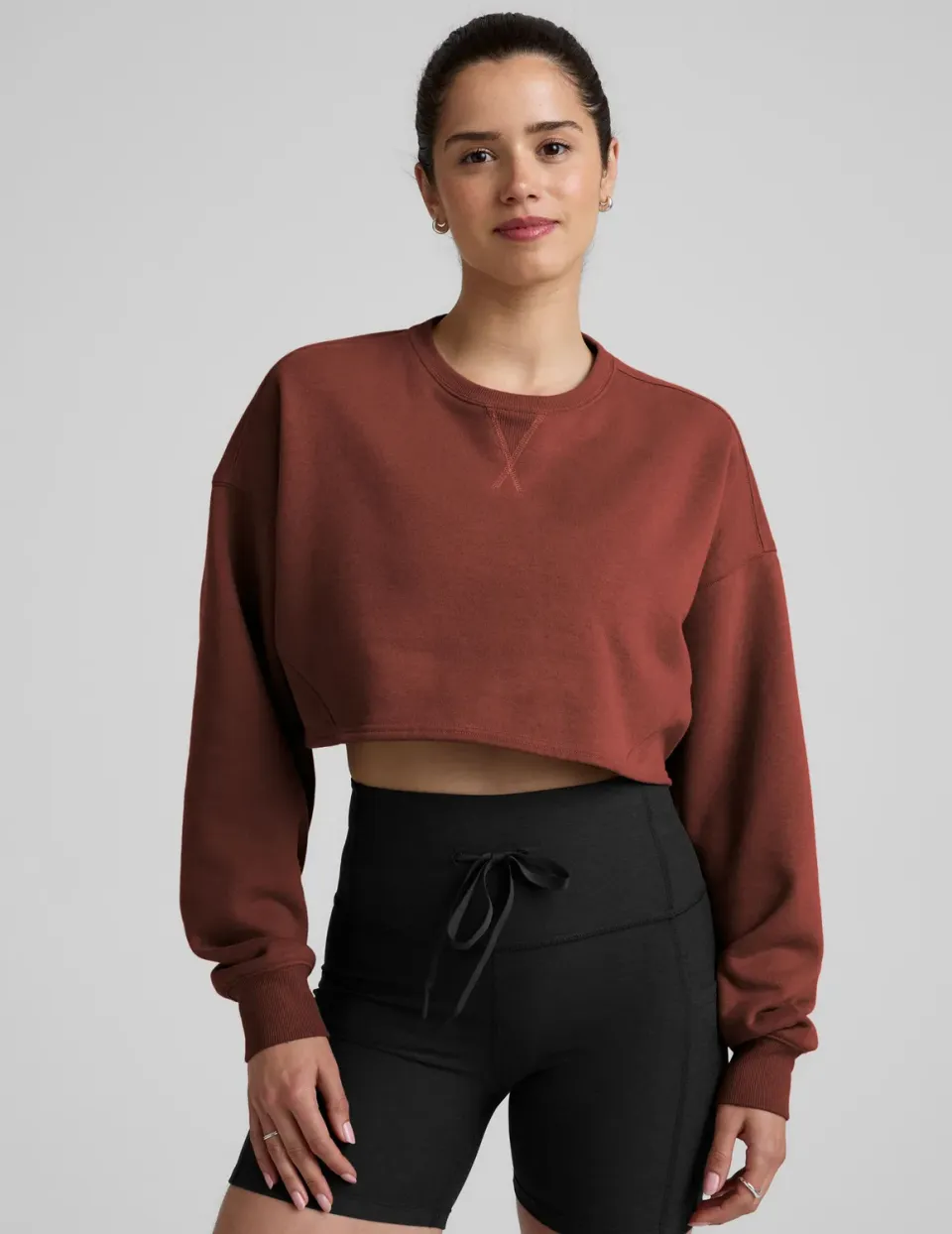 Beyond Yoga LuxeFleece Cropped sweatshirt Cinnamon brun