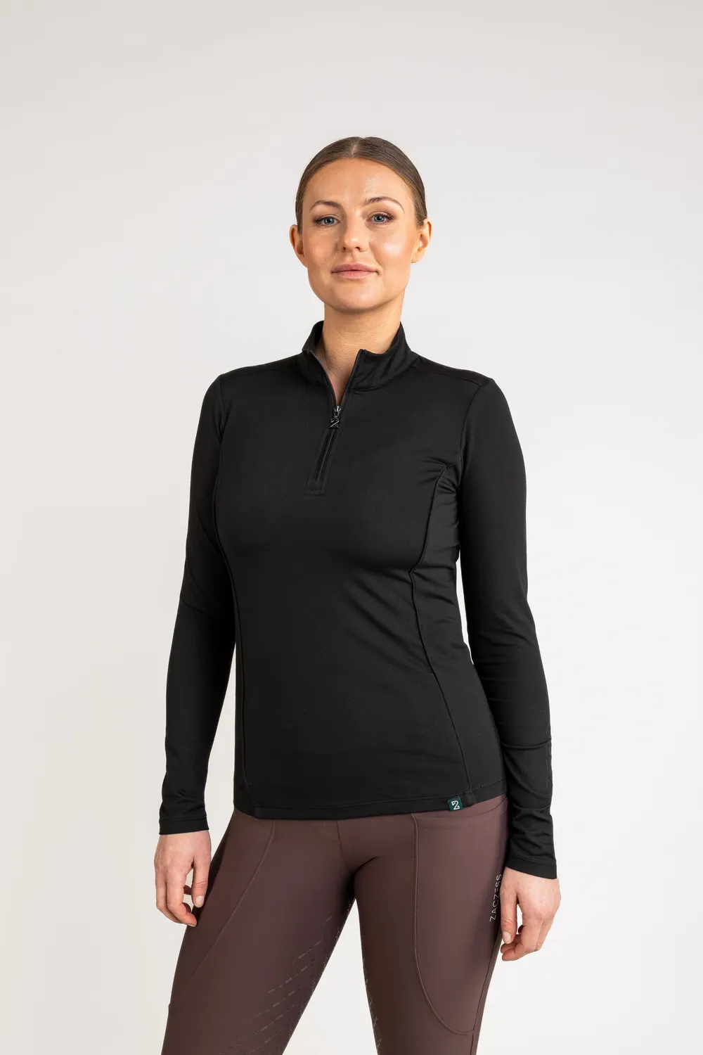 ZacZess Valencia Black base layer ridtröja svart halvzip