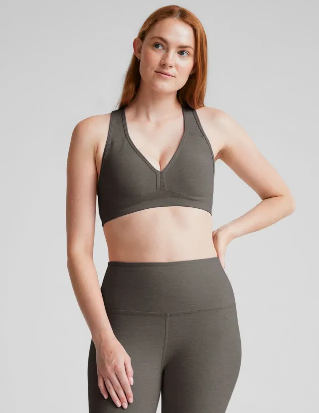 Beyond Yoga Spacedye Lift Your Spirits sportbh True Gray Heather lätt stöd