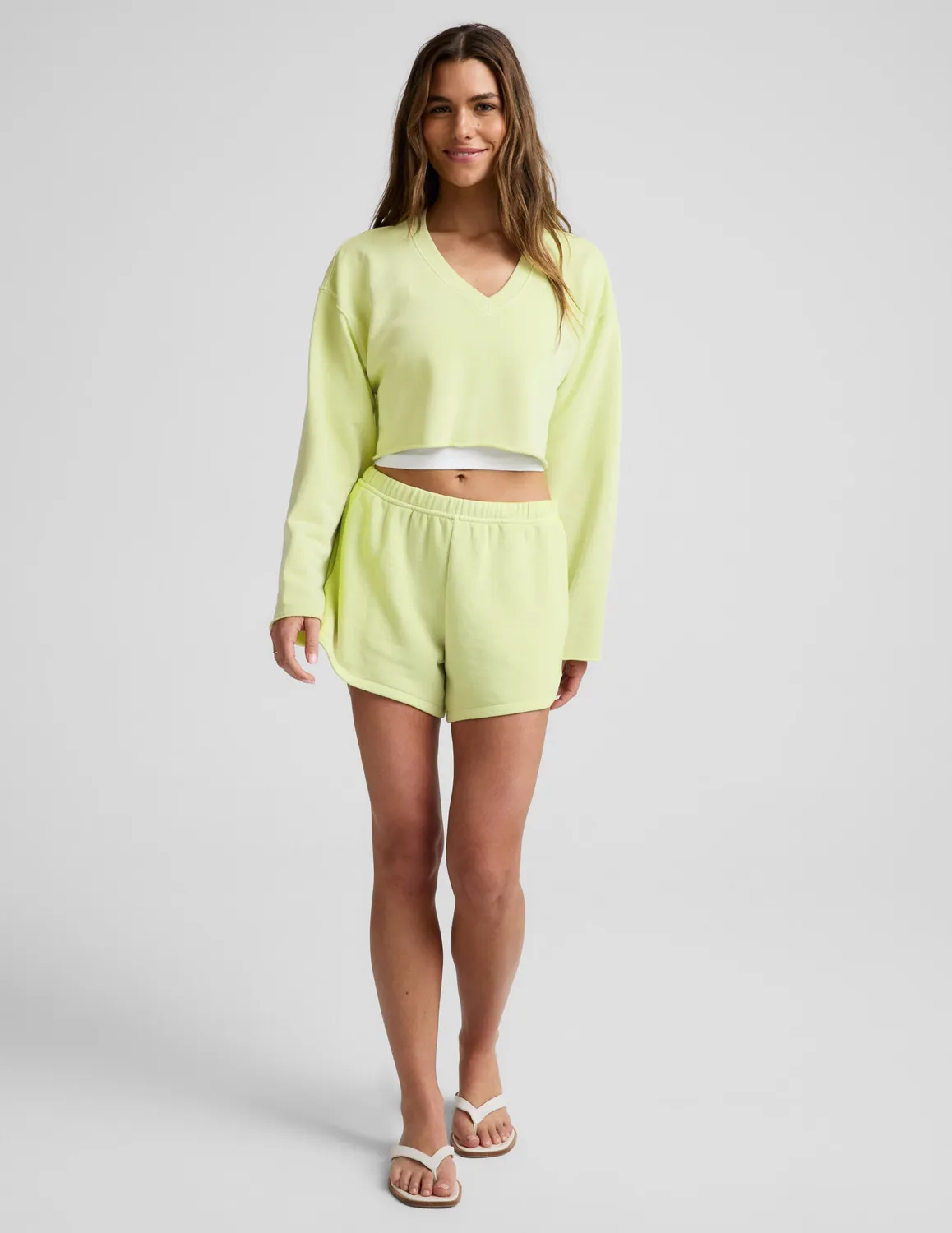 Beyond Yoga Fade Out sweatshirt lime croppad