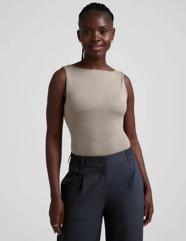 Beyond Yoga Eclipse Open Back Tank linne Oat öppen rygg
