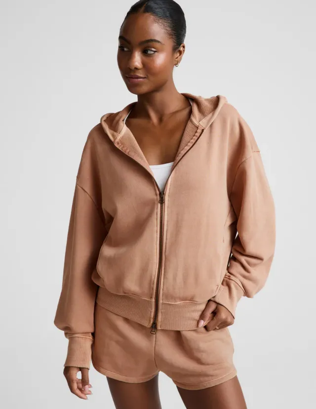 Beyond Yoga Fade Out Full Zip Hoodie hoodie Washed Sunny Tan tvättad