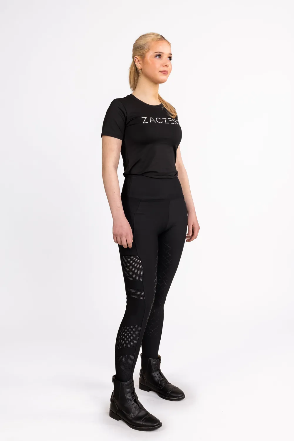 ZacZess AirFlex Leggings Black ridleggings svart junior half grip