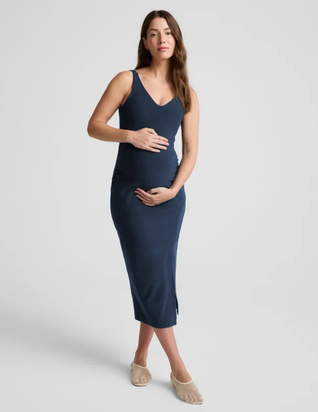 Beyond Yoga Spacedye Inspire Maternity Midi mammaklänning blå