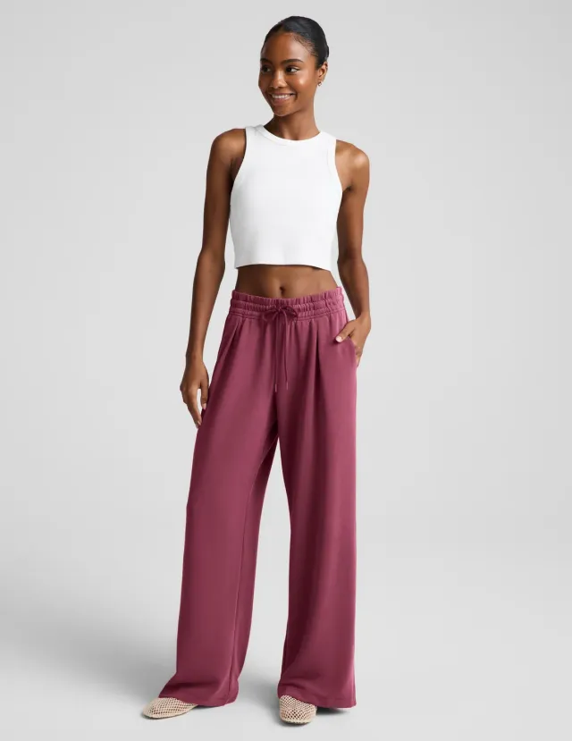 Beyond Yoga Luxe Sandwash Double Knit Wide Leg byxor Muted Mauve hög midja