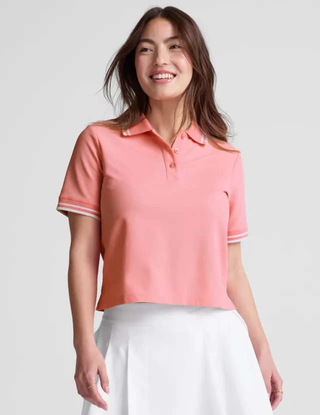 Beyond Yoga Country Club Polo t-shirt Pink Play figurnära