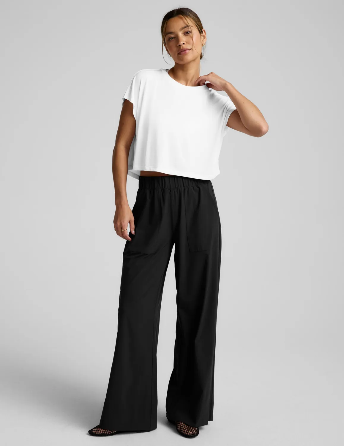 Beyond Yoga Studio Luxe Cropped Tee t-shirt White croppad