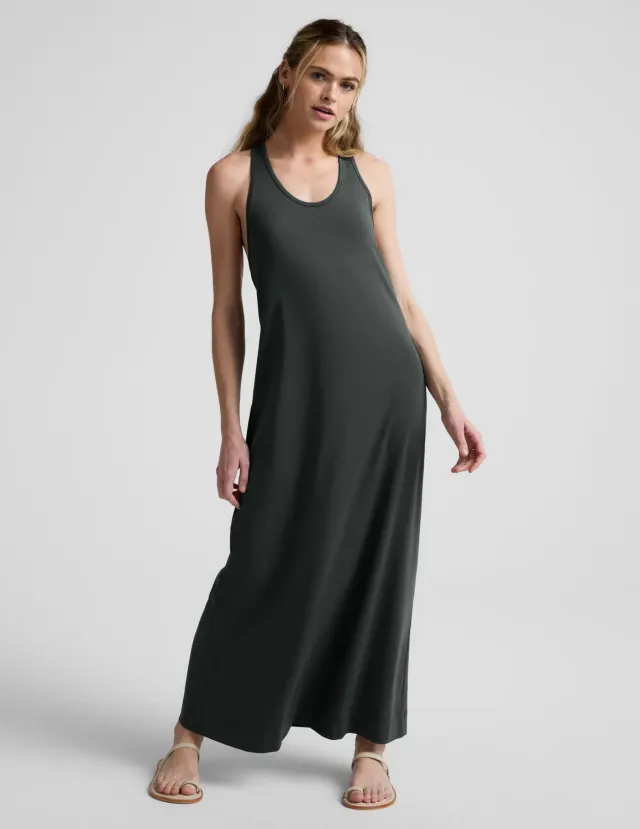 Beyond Yoga A Cut Above Racerback Maxi Dress slate green