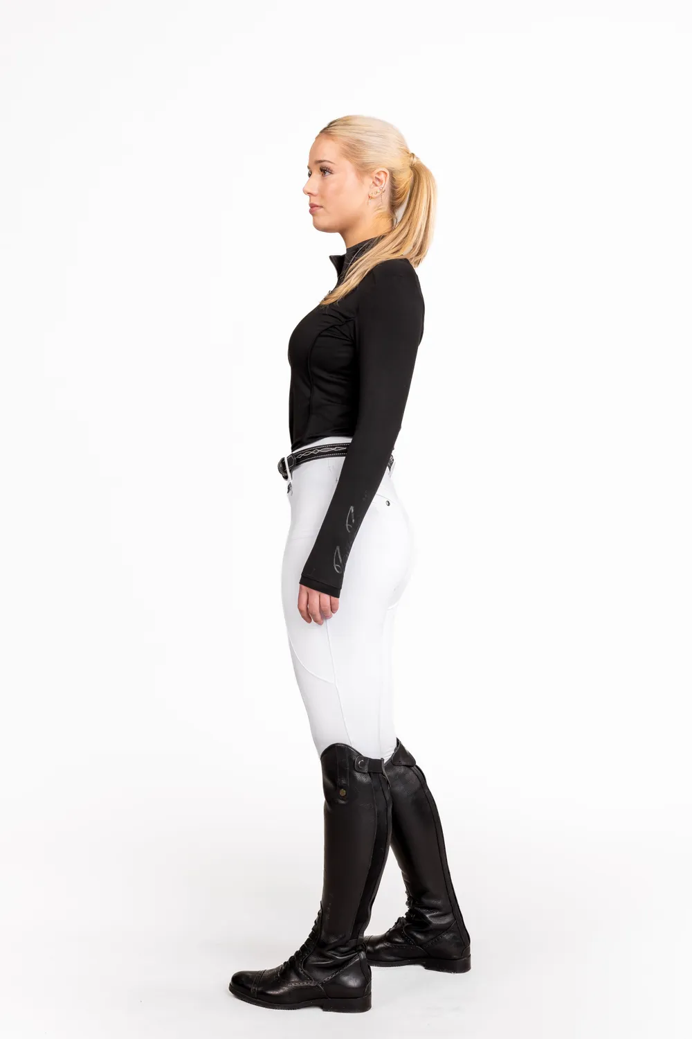 ZacZess London White Hybrid ridleggings vit hög midja