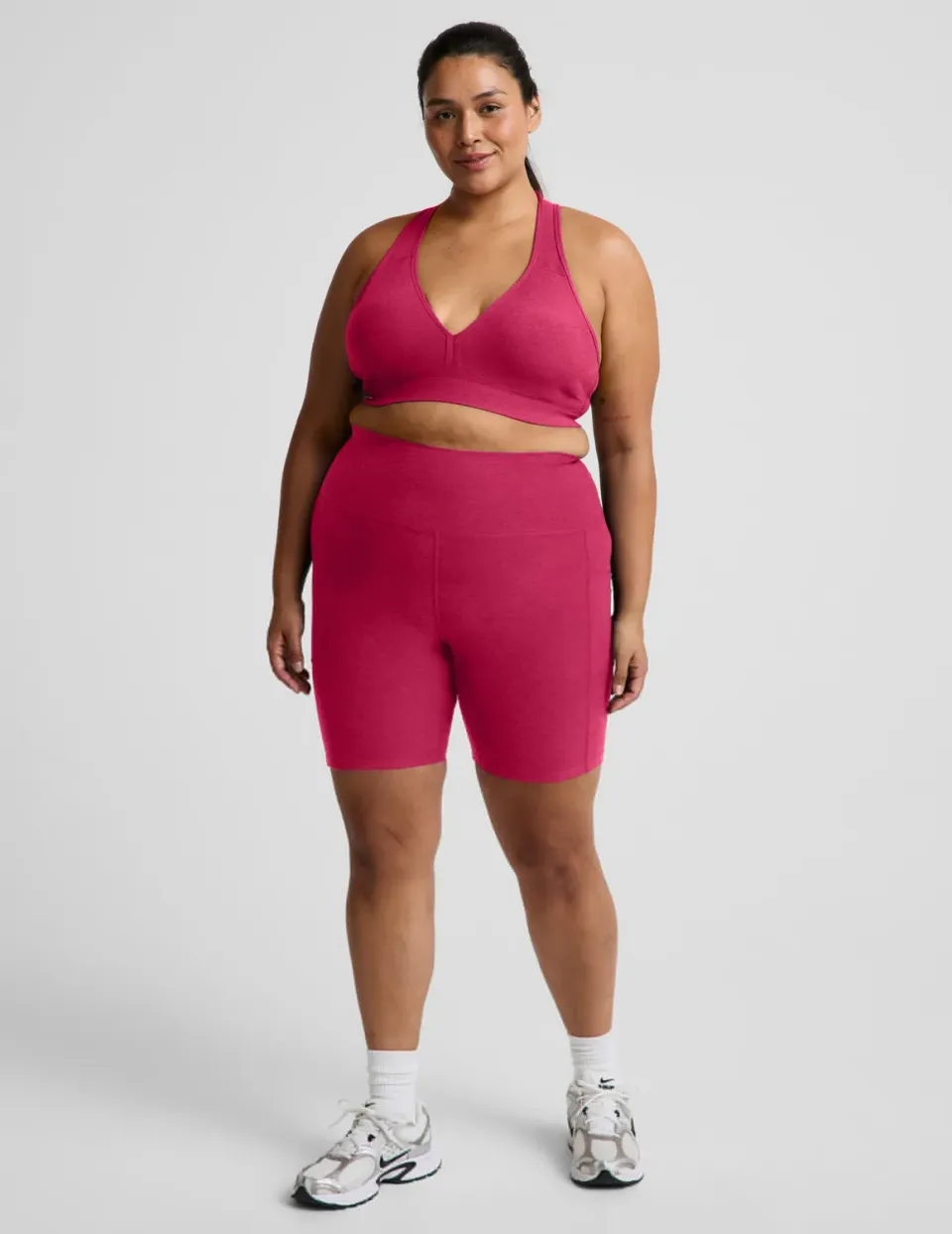 Beyond Yoga Spacedye Keep Pace 7 tum shorts Berry Red Heather