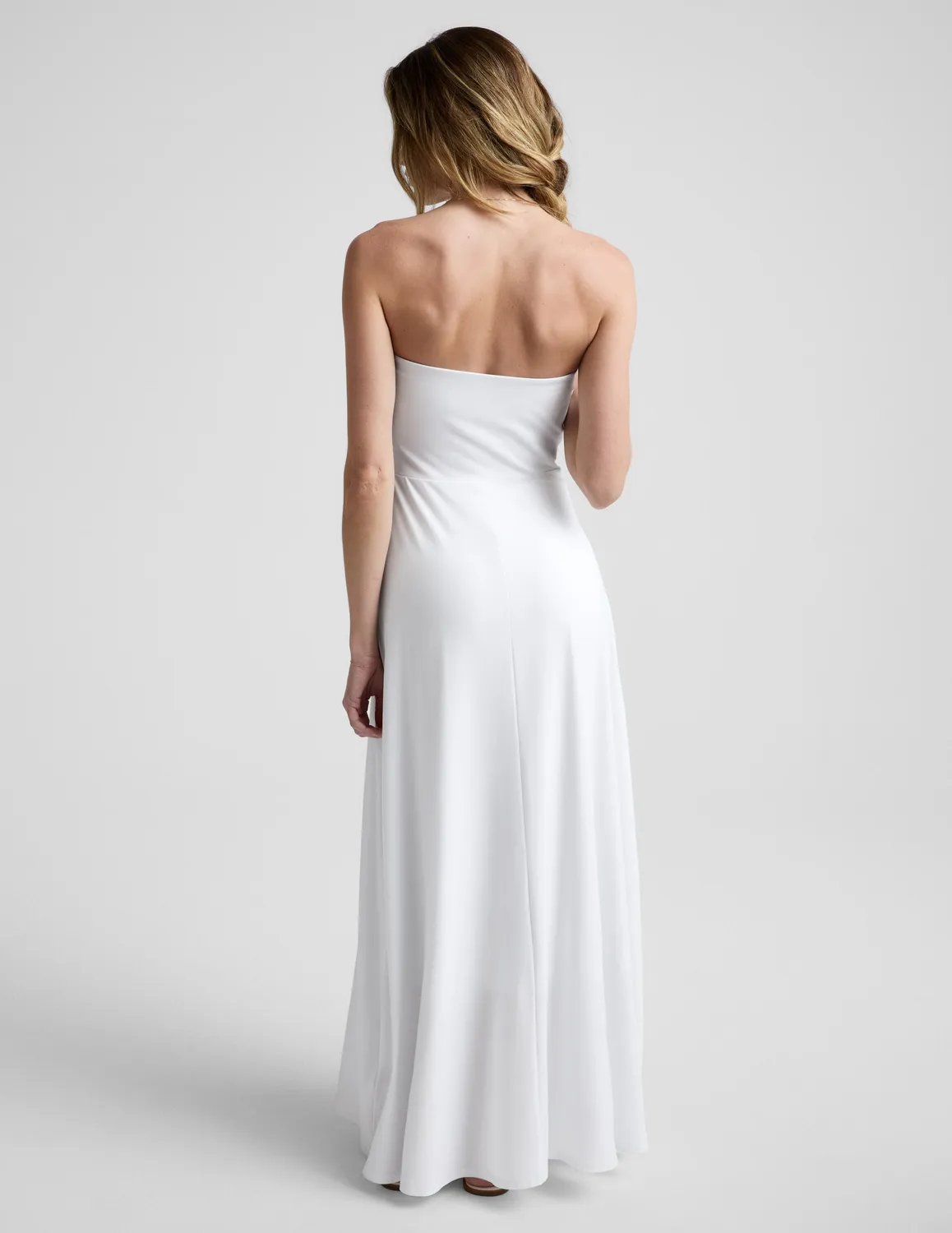Beyond Yoga Featherweight Strapless Maxi Klänning Cloud White fickor